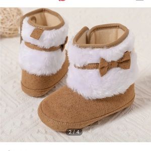 Baby / Toddler Bow Decor Khaki Plush Prewalker Shoes